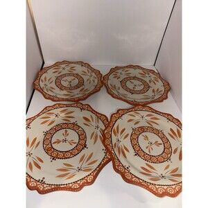 TEMPTATIONS OLD WORLD 10 1/2" Dinner Plate ORANGE KFI-XNG-804846 set of 4